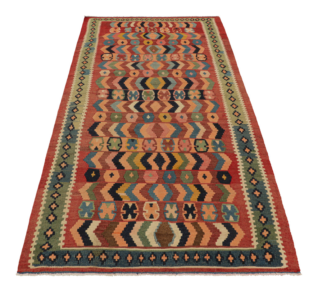 Vintage Klim with Polychromatic Geometric Patterns, Rug & Kilim