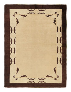 Antique Peking Rug with Beige Open Field and Brown Pictorials, from Rug & Kilim