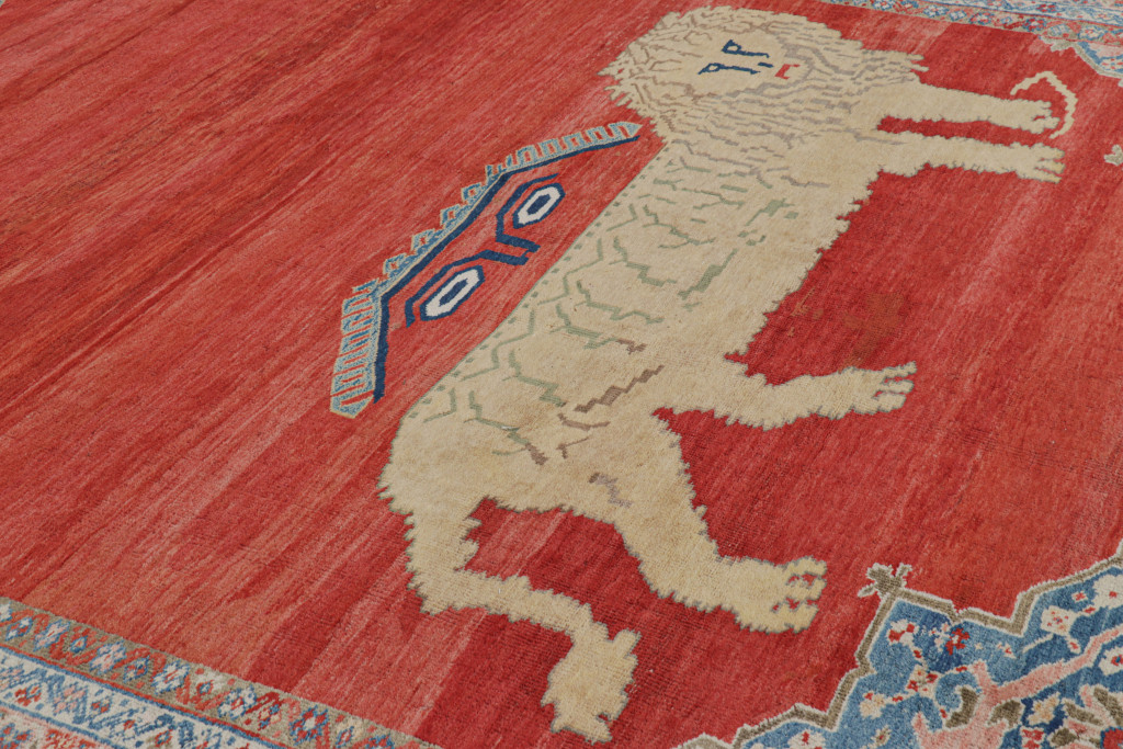 Oversized Antique Persian Mahal Pictorial Rug
