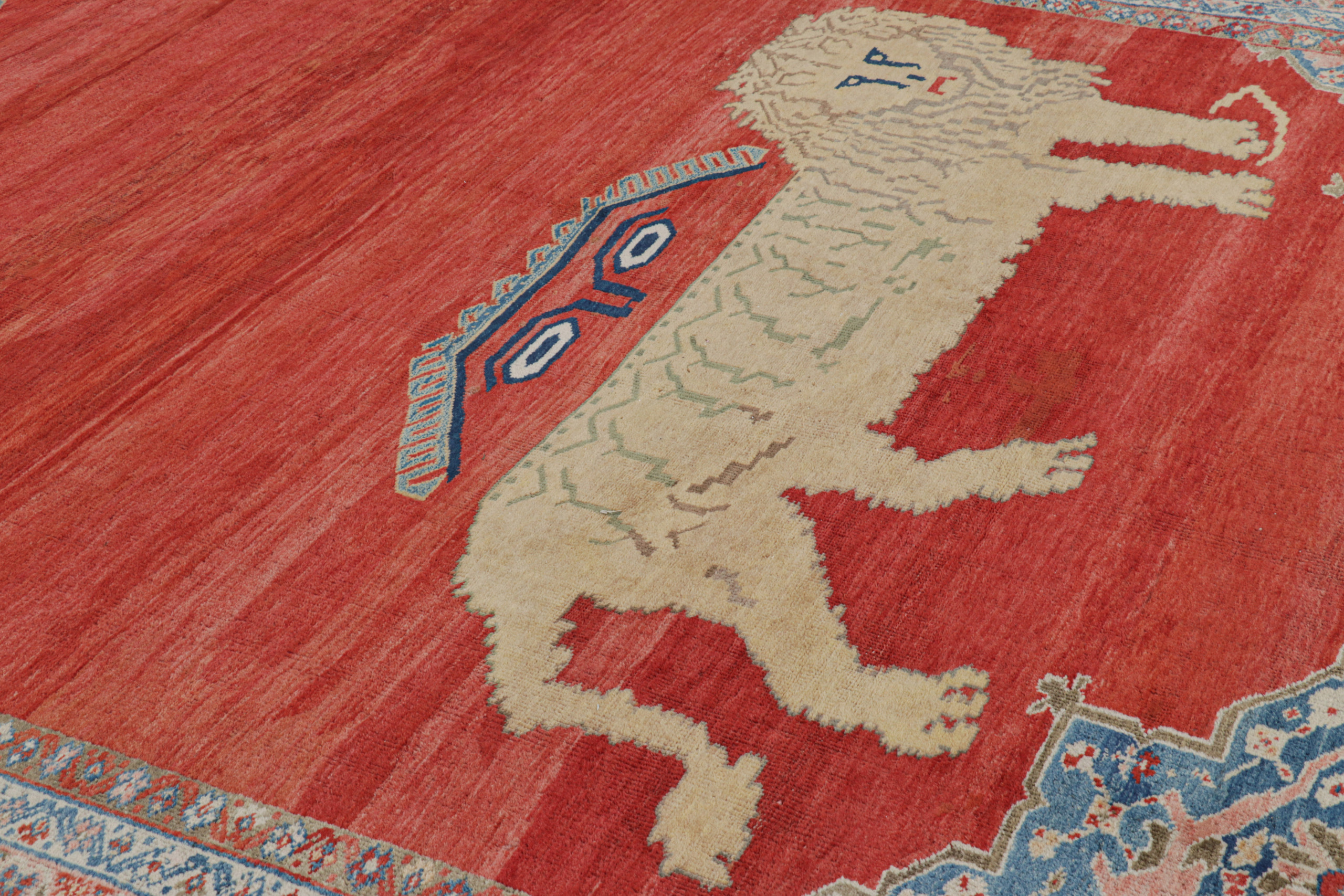 Oversized Antique Persian Mahal Pictorial Rug