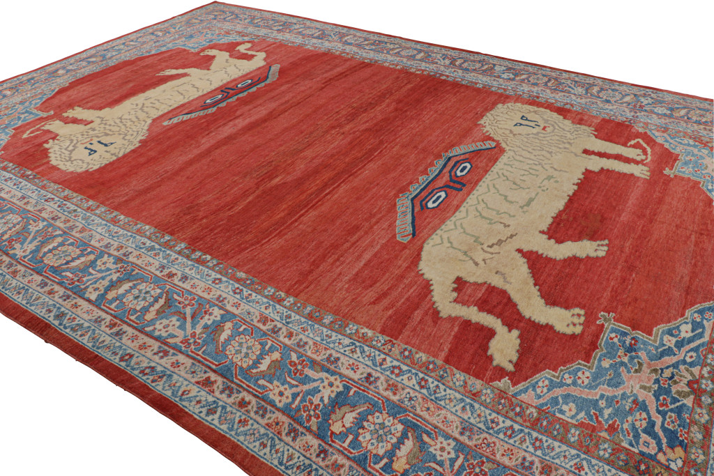 Oversized Antique Persian Mahal Pictorial Rug