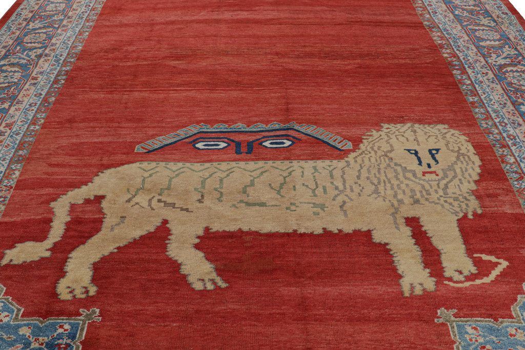 Oversized Antique Persian Mahal Pictorial Rug