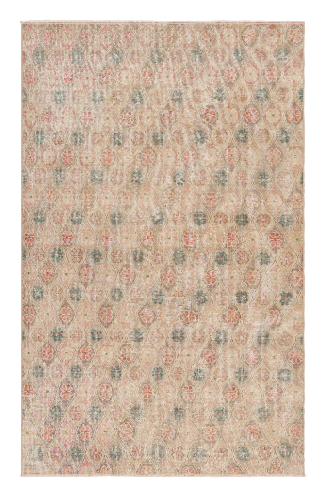 Vintage Zeki Müren Rug in Beige, with Colorful Floral Patterns from Rug & Kilim
