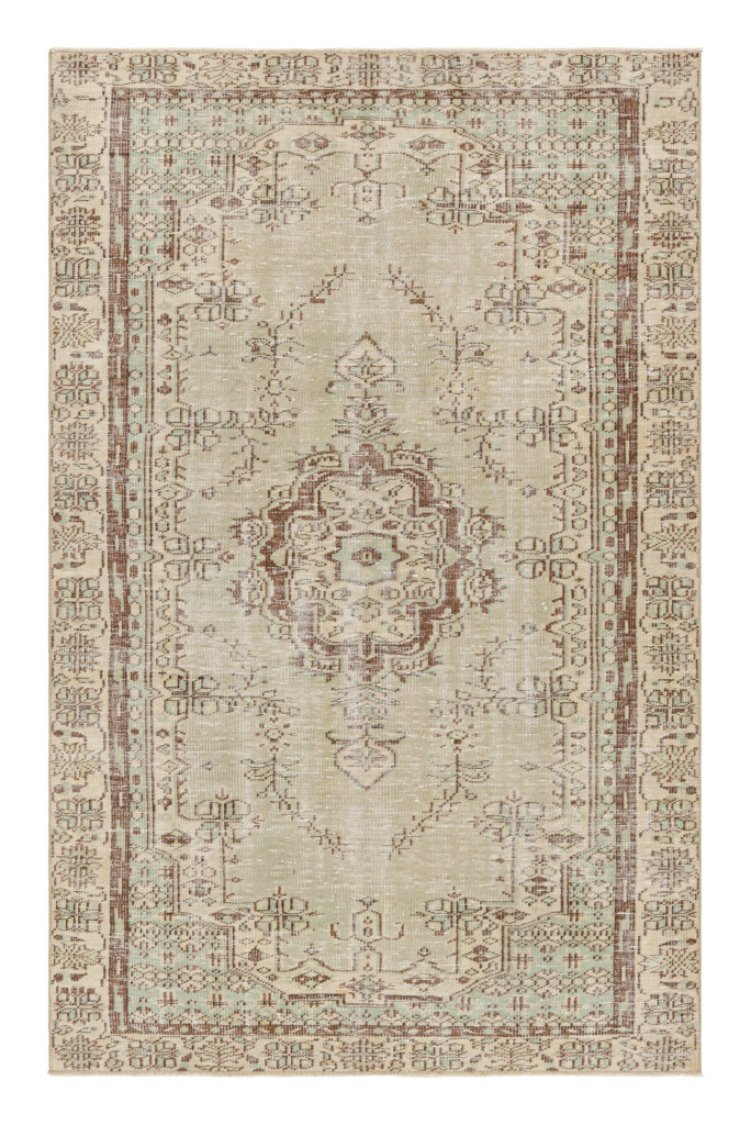 Vintage Turkish Rug in Polychromatic Patterns and Medallion,