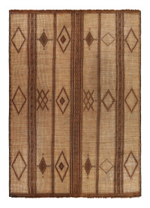 Oversized Vintage Tuareg Mat with Geometric Cross Patterns, from Rug & Kilim