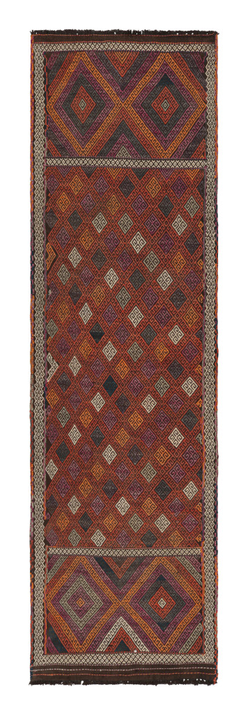 Rug & Kilim’s Contemporary Kilim Runner Rug with Polychromatic Geometric Pattern