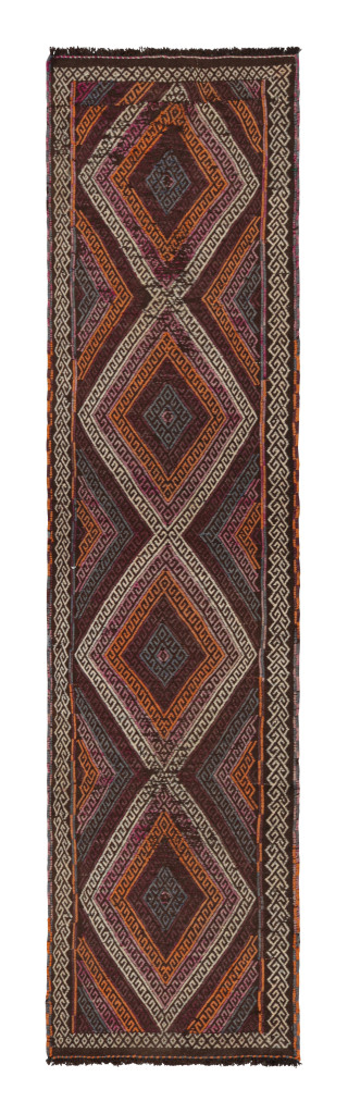 Rug & Kilim’s Contemporary Kilim Runner with Polychromatic Geometric Medallions