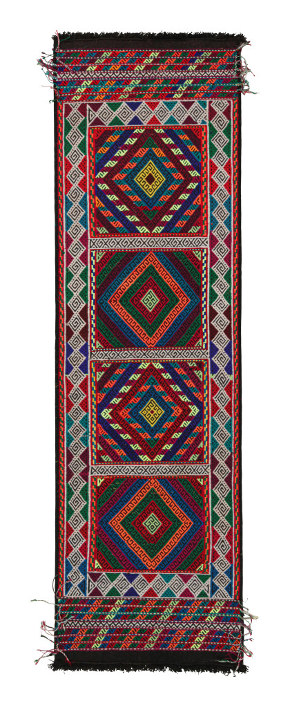 Rug & Kilim’s Contemporary Kilim Runner with Polychromatic Geometric Medallions