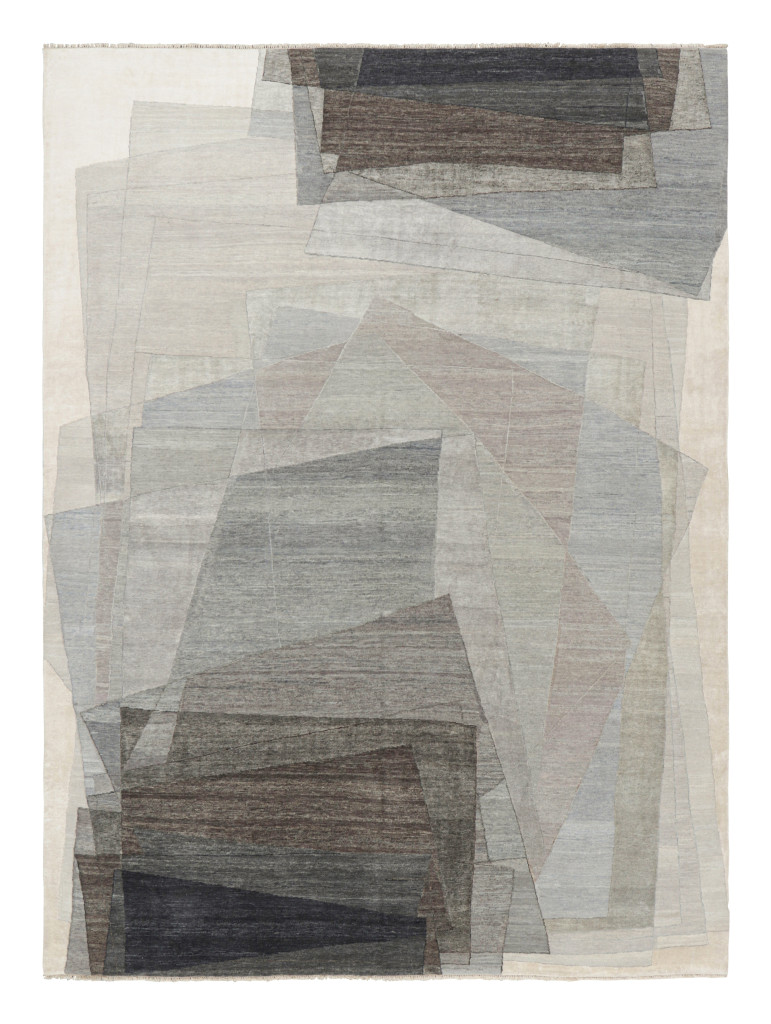 Rug & Kilim Modern Rug with Abstract Geometric Patterns in Beige and Gray