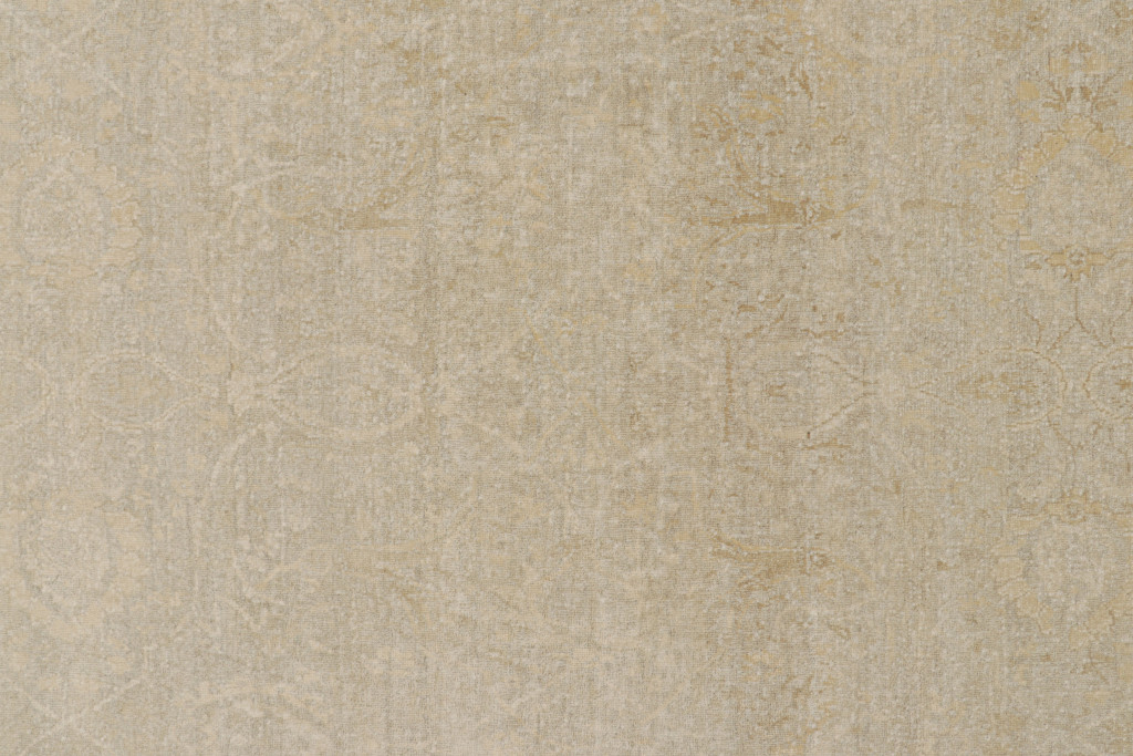 Hover image of Oversized Rug & Kilim’s Oushak Rug in Gray and Beige with Cream Floral Patterns