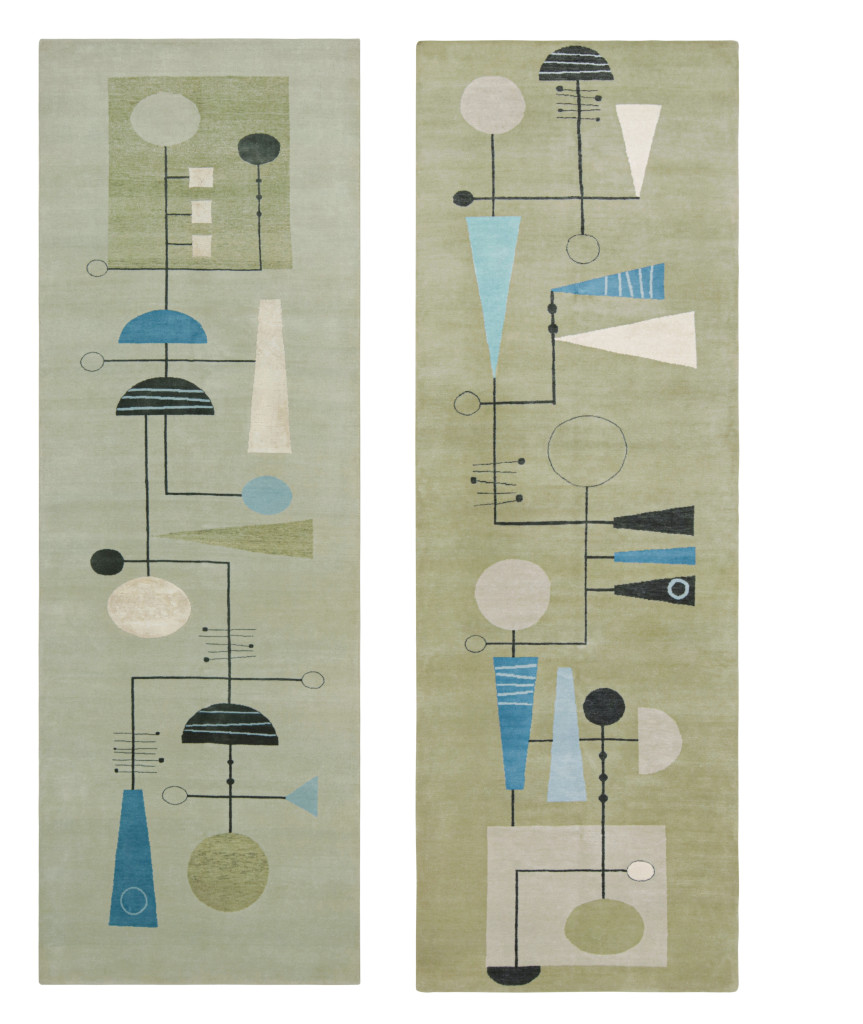 Rug & Kilim X El Gato Gomez Mid-century Modern Geometric Runners in Green