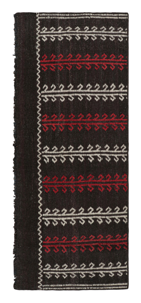 Vintage Kilim Table Runner Rug in Brown w/ Geometric Patterns, from Rug & Kilim