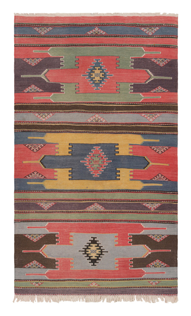 Vintage Sivas Kilim with Polychromatic Geometric Patterns - Rug & Kilim