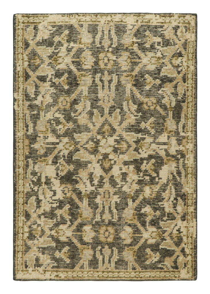 Vintage Turkish Rug in Pink, Gray and Cream Floral Medallion
