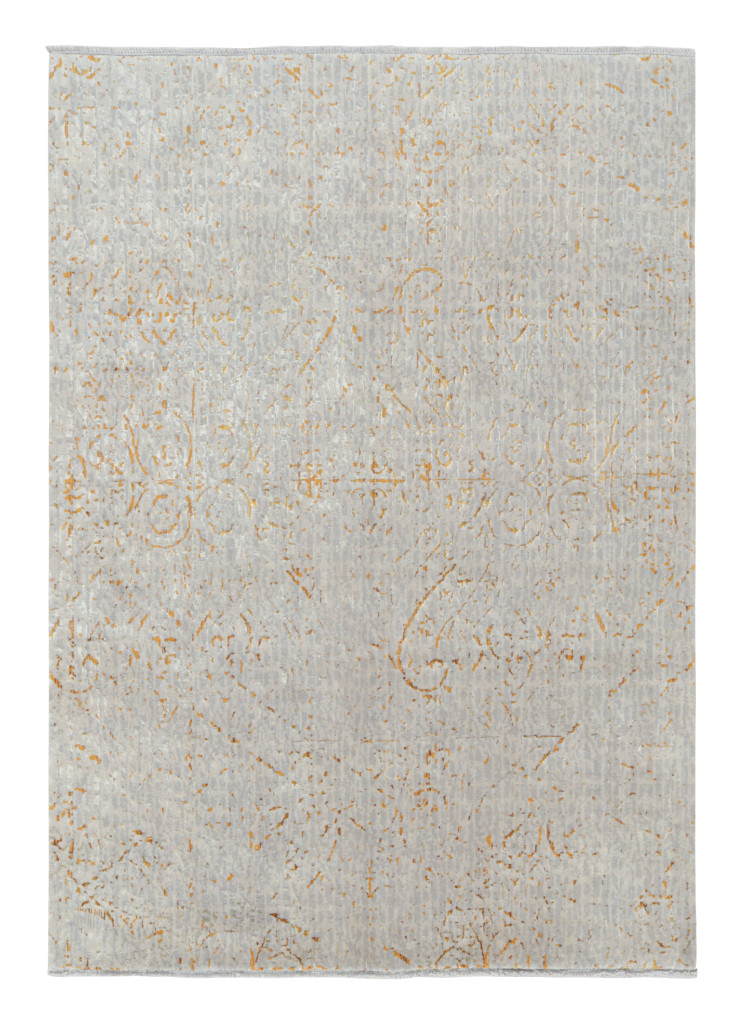 Rug & Kilim’s Contemporary Rug in Gray and Orange Abstract Patterns "Naroon"