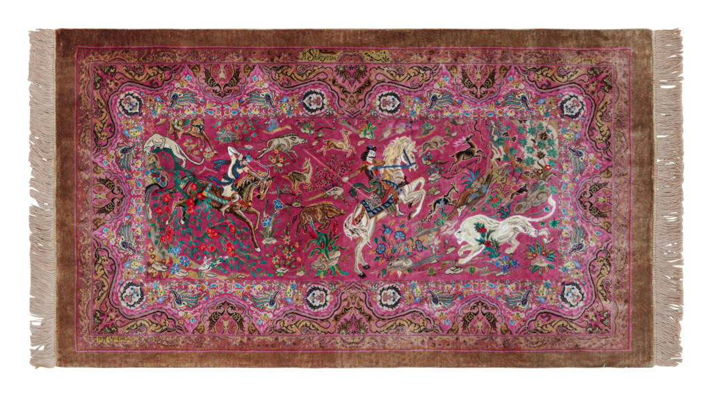 Rug & Kilim’s Modern Classics Pictorial Rug in Red, Brown, Pink Tones