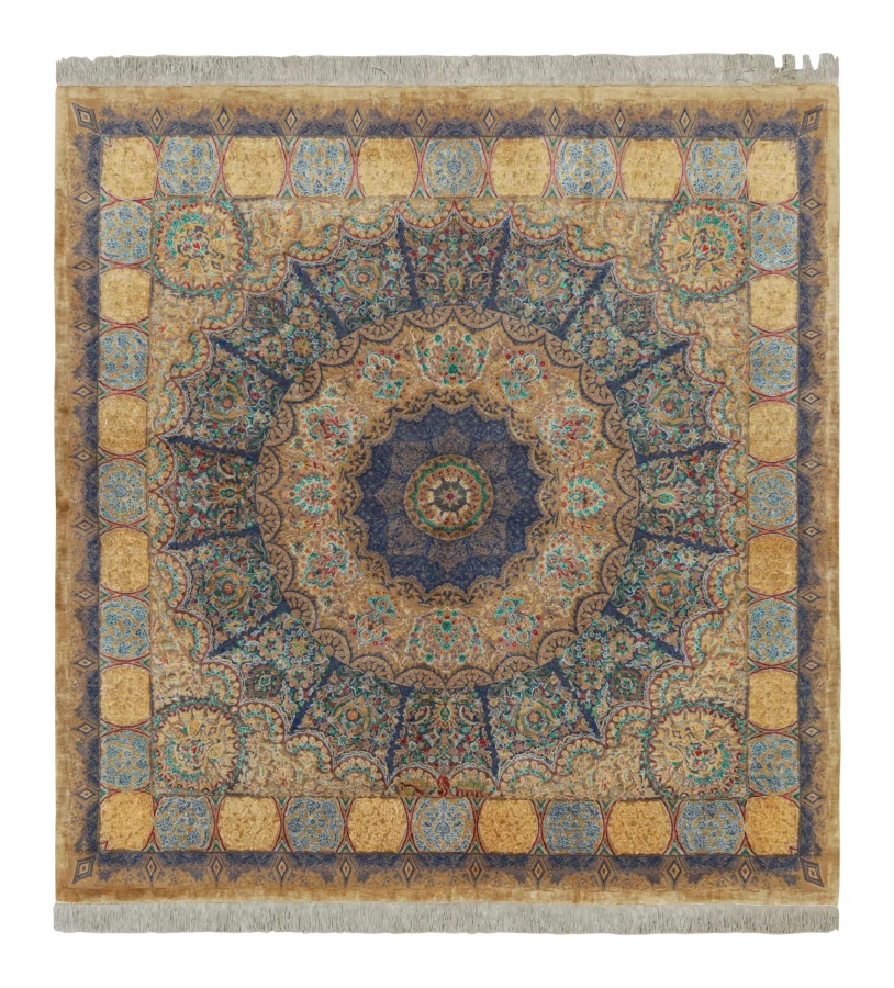 Rug & Kilim’s Modern Classics Square Rug in Polychrome Floral Medallion "Liliom"