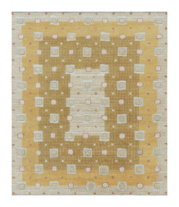 Rug & Kilim’s Scandinavian Rug with Gold & Cream Geometric Patterns