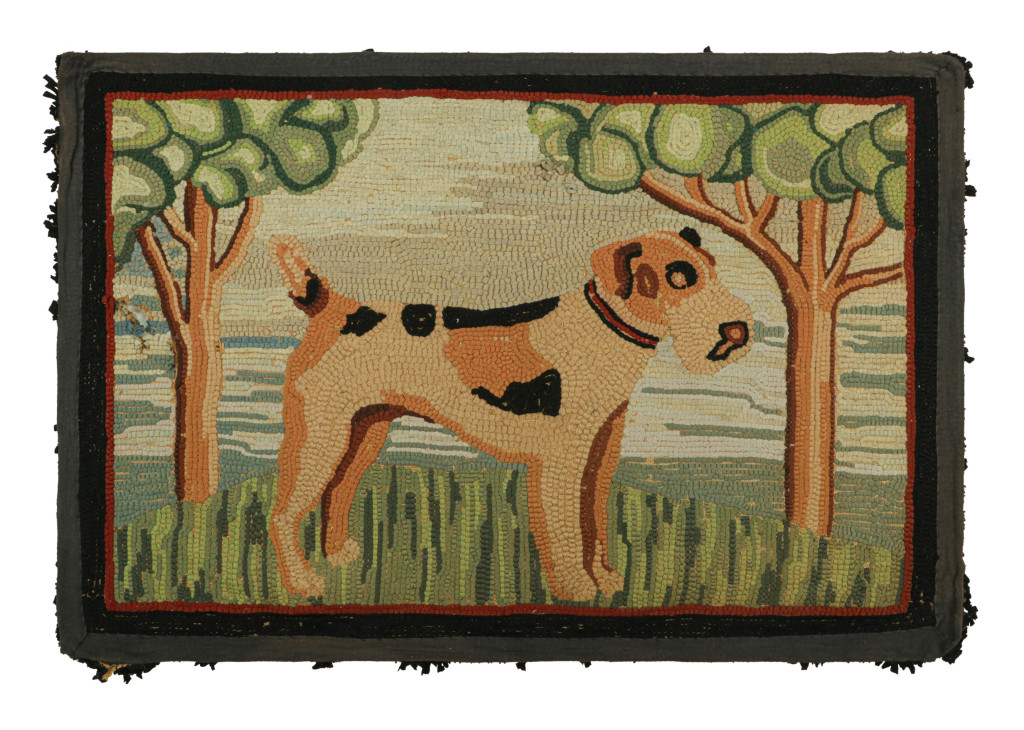Antique Hooked Rug in Beige-Brown with Animal Pictorial Patterns | Rug & Kilim