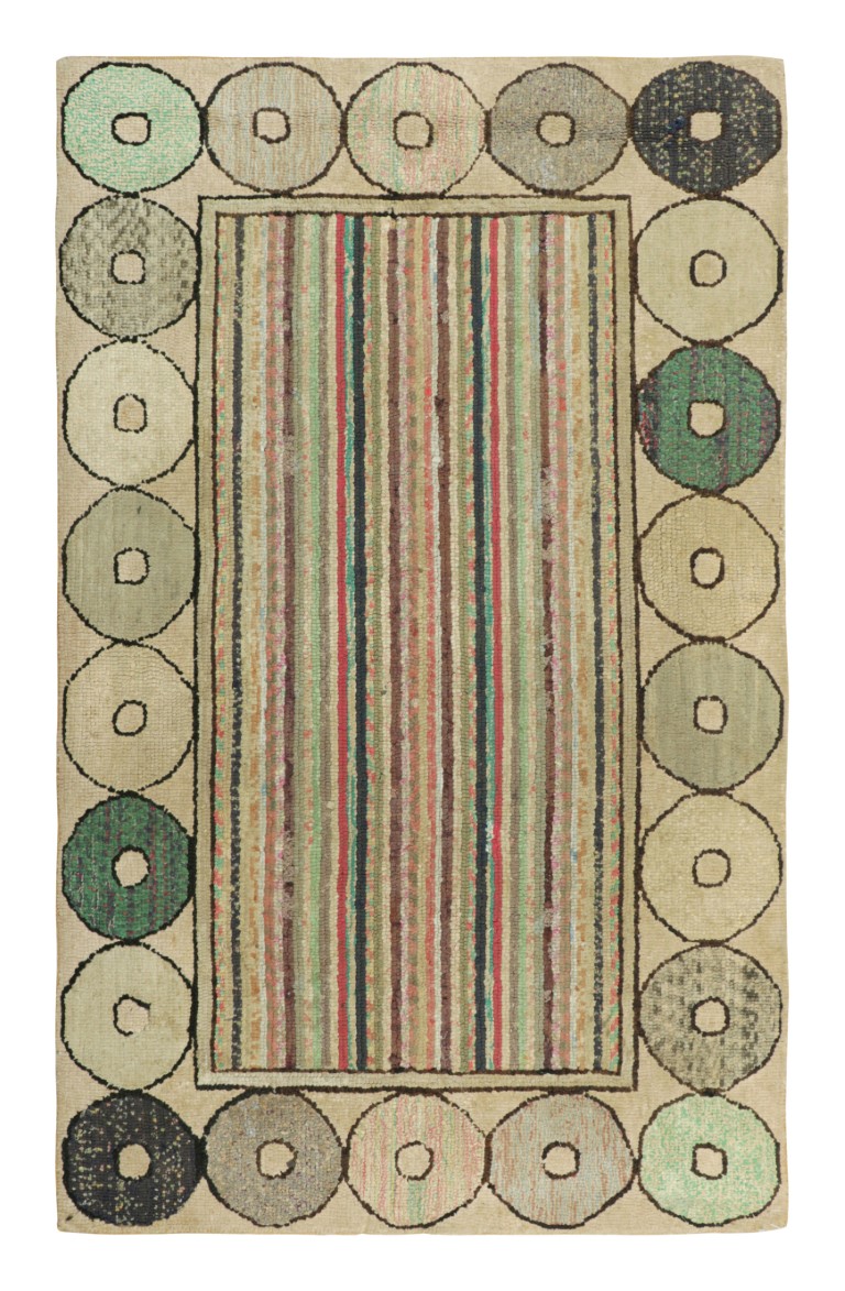 Antique Hooked Striped Rug