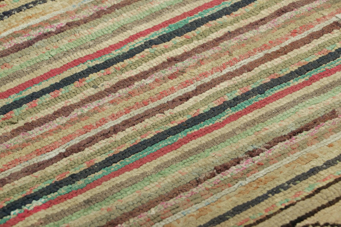 Antique Hooked Striped Rug