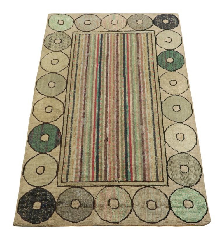 Antique Hooked Striped Rug