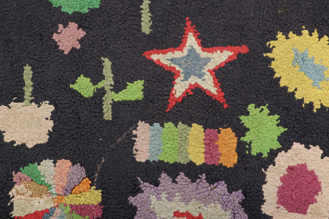 Antique Hooked Pictorial Rug