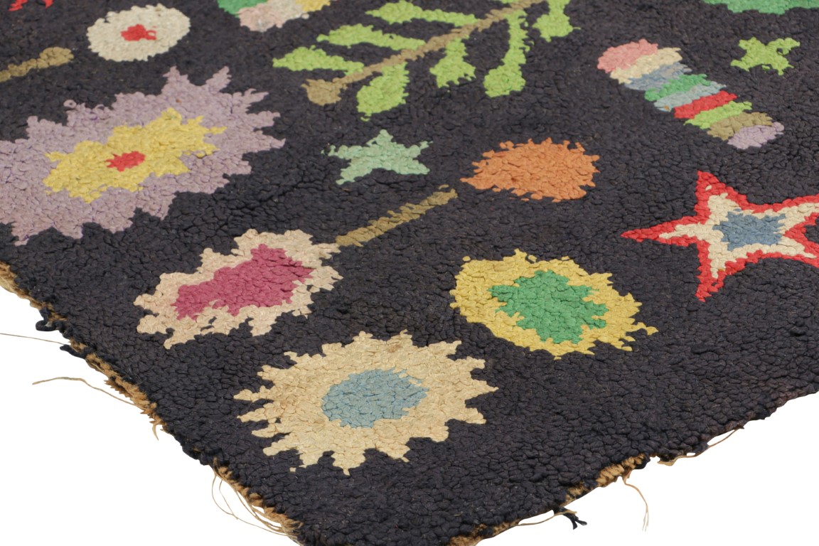 Antique Hooked Pictorial Rug