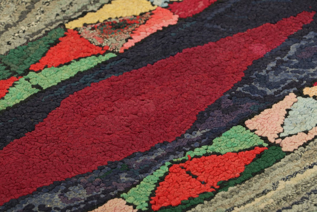 Antique Hooked Geometric Rug
