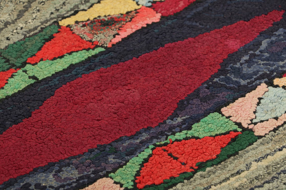 Antique Hooked Geometric Rug