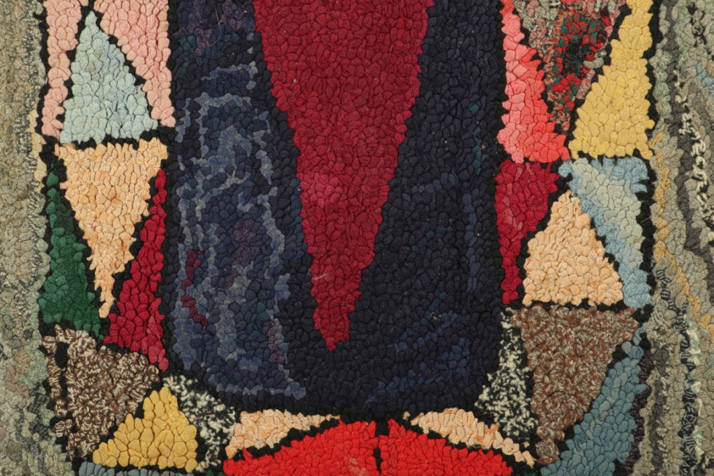Antique Hooked Geometric Rug