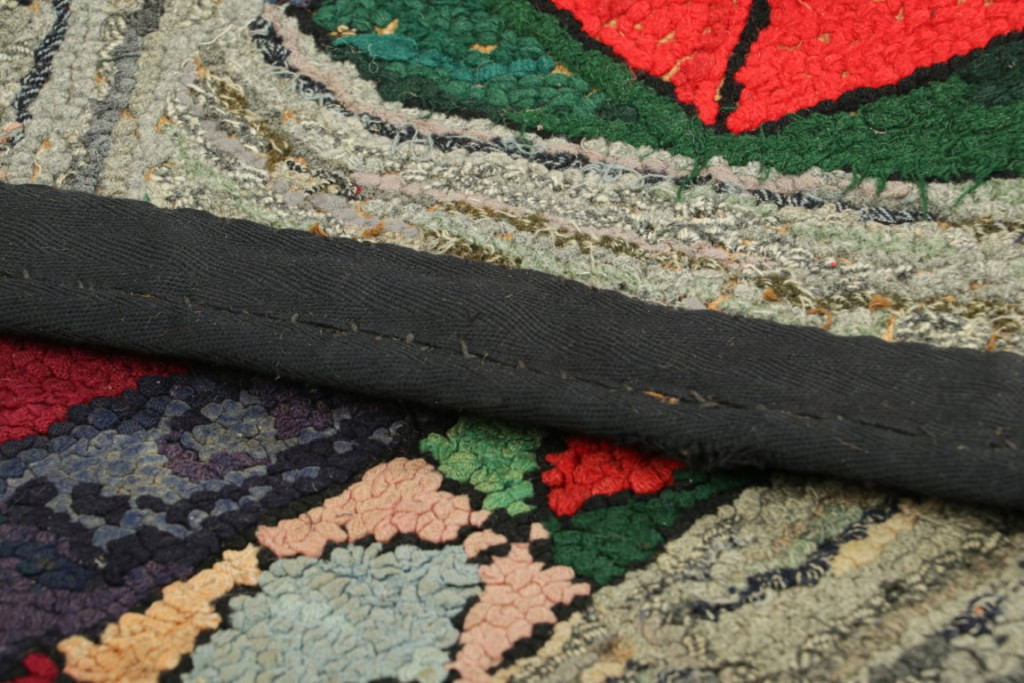 Antique Hooked Geometric Rug