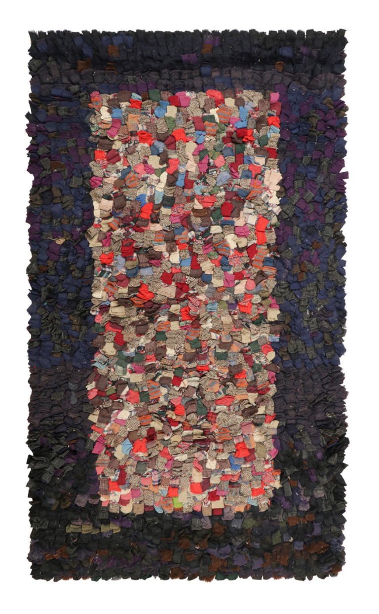 Antique Hooked Abstract Rug