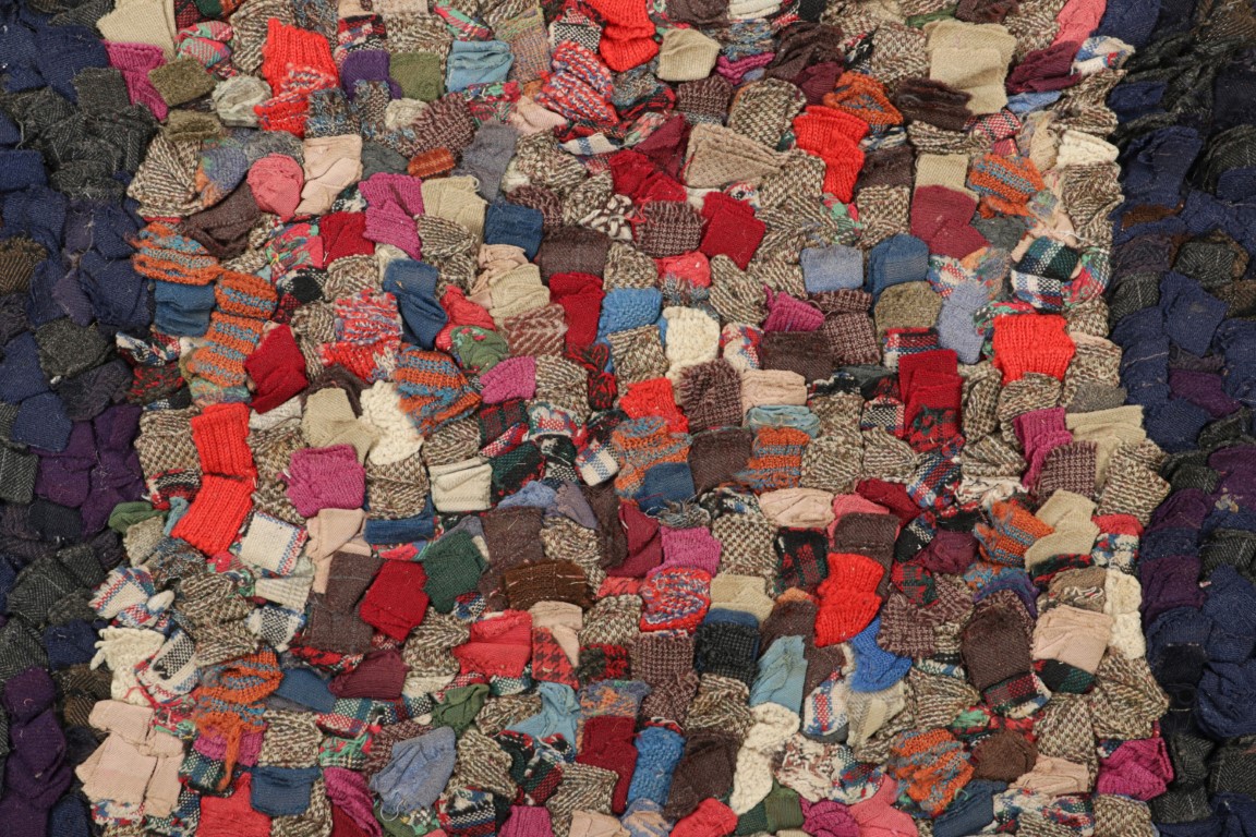 Antique Hooked Abstract Rug
