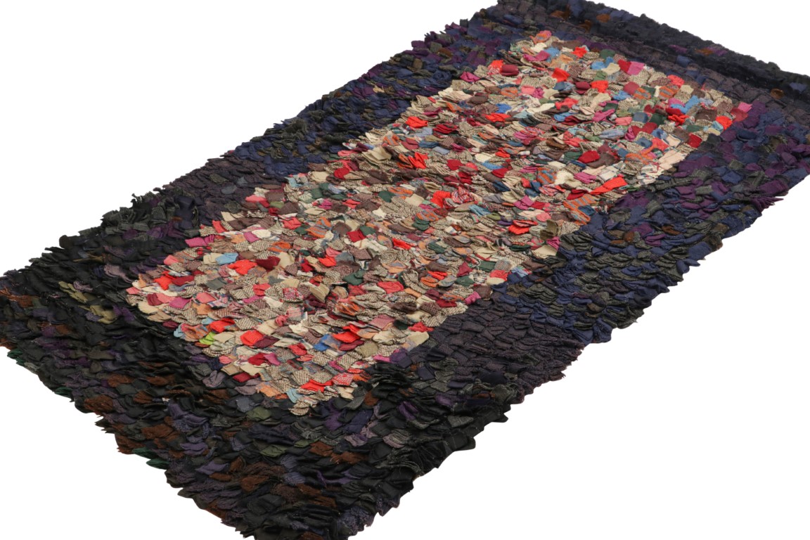 Antique Hooked Abstract Rug