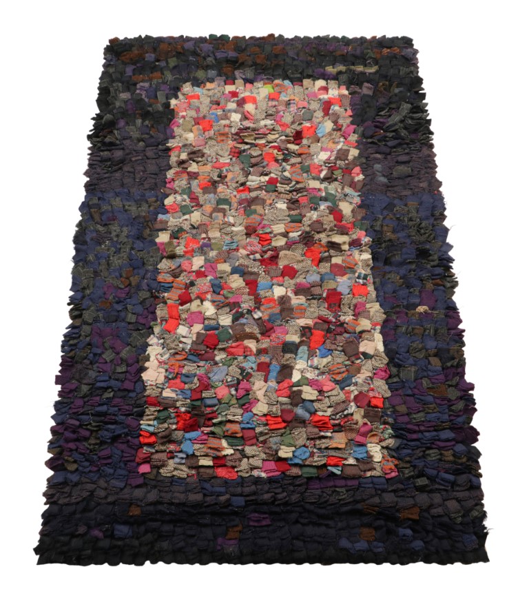 Antique Hooked Abstract Rug