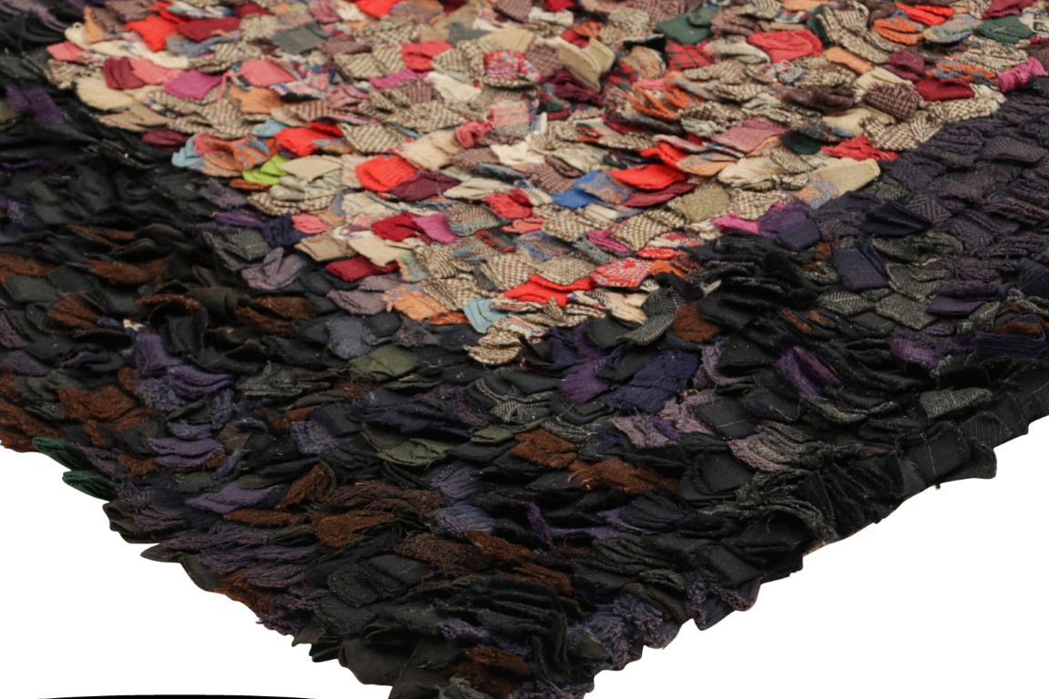 Antique Hooked Abstract Rug