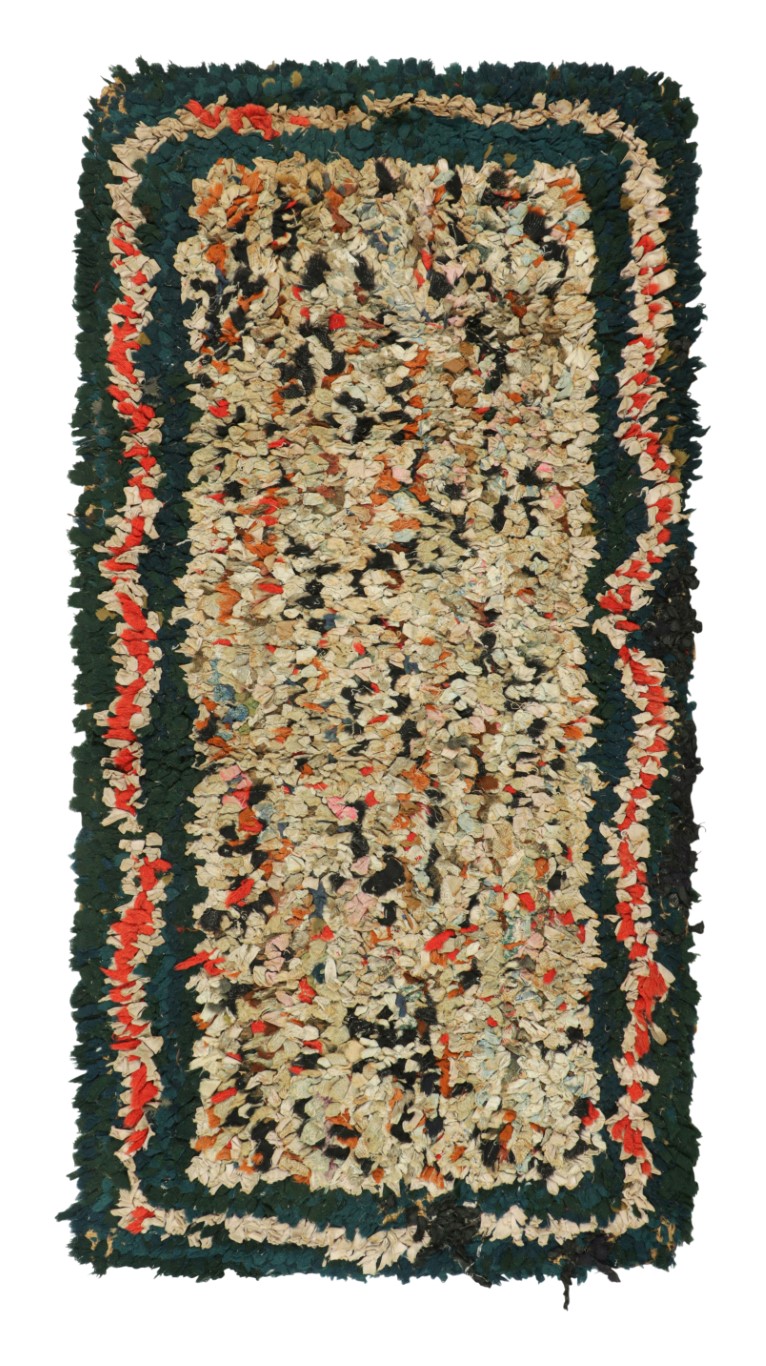 Antique Hooked Abstract Rug