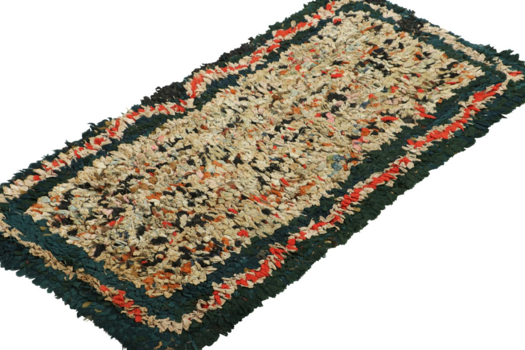 Antique Hooked Abstract Rug