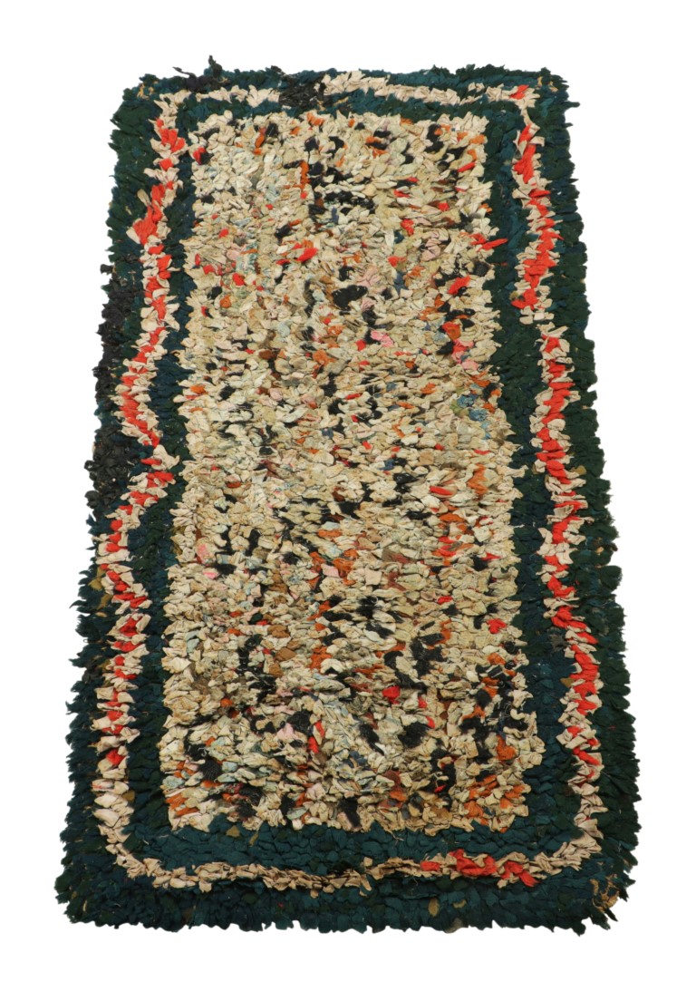 Antique Hooked Abstract Rug
