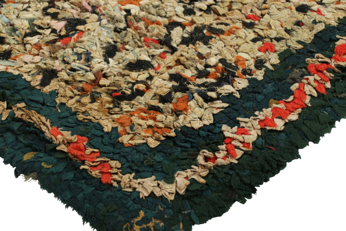 Antique Hooked Abstract Rug
