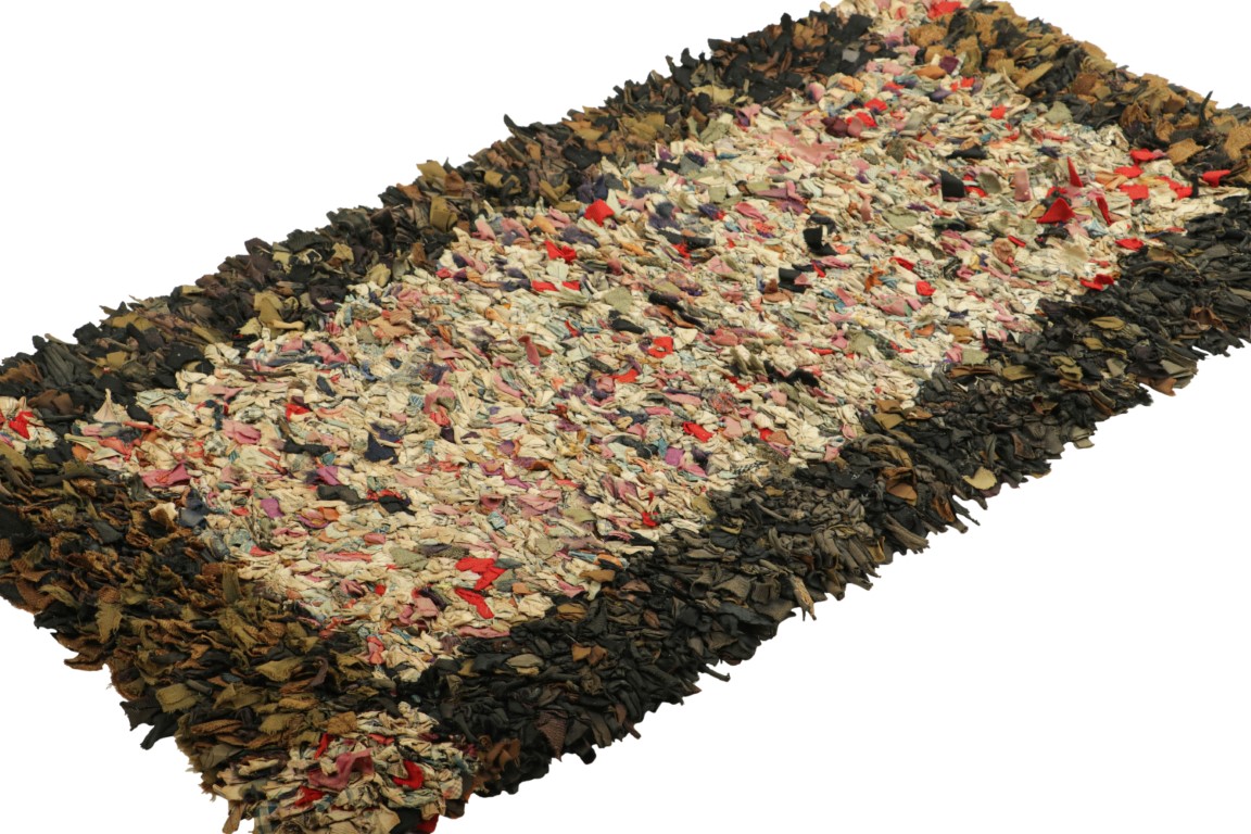 Antique Hooked Abstract Rug