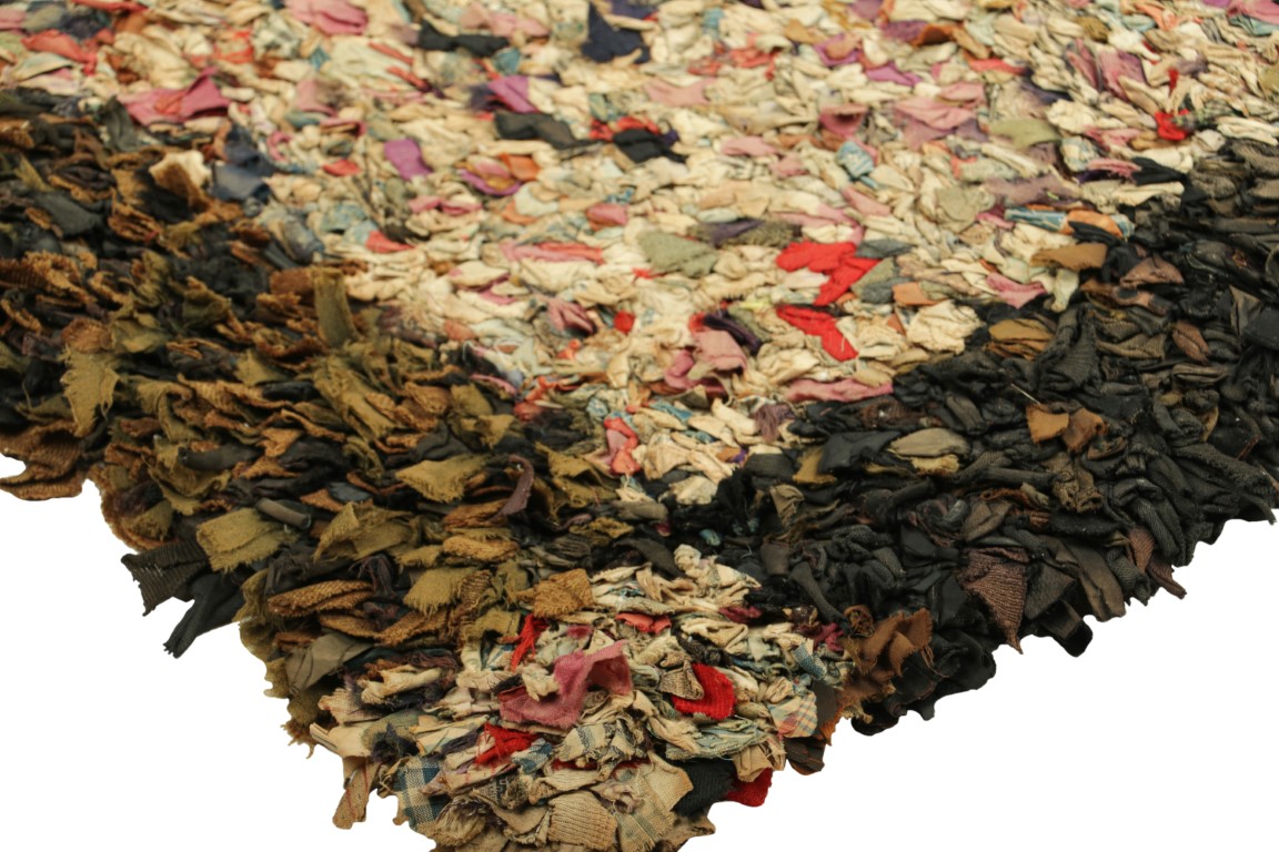 Antique Hooked Abstract Rug