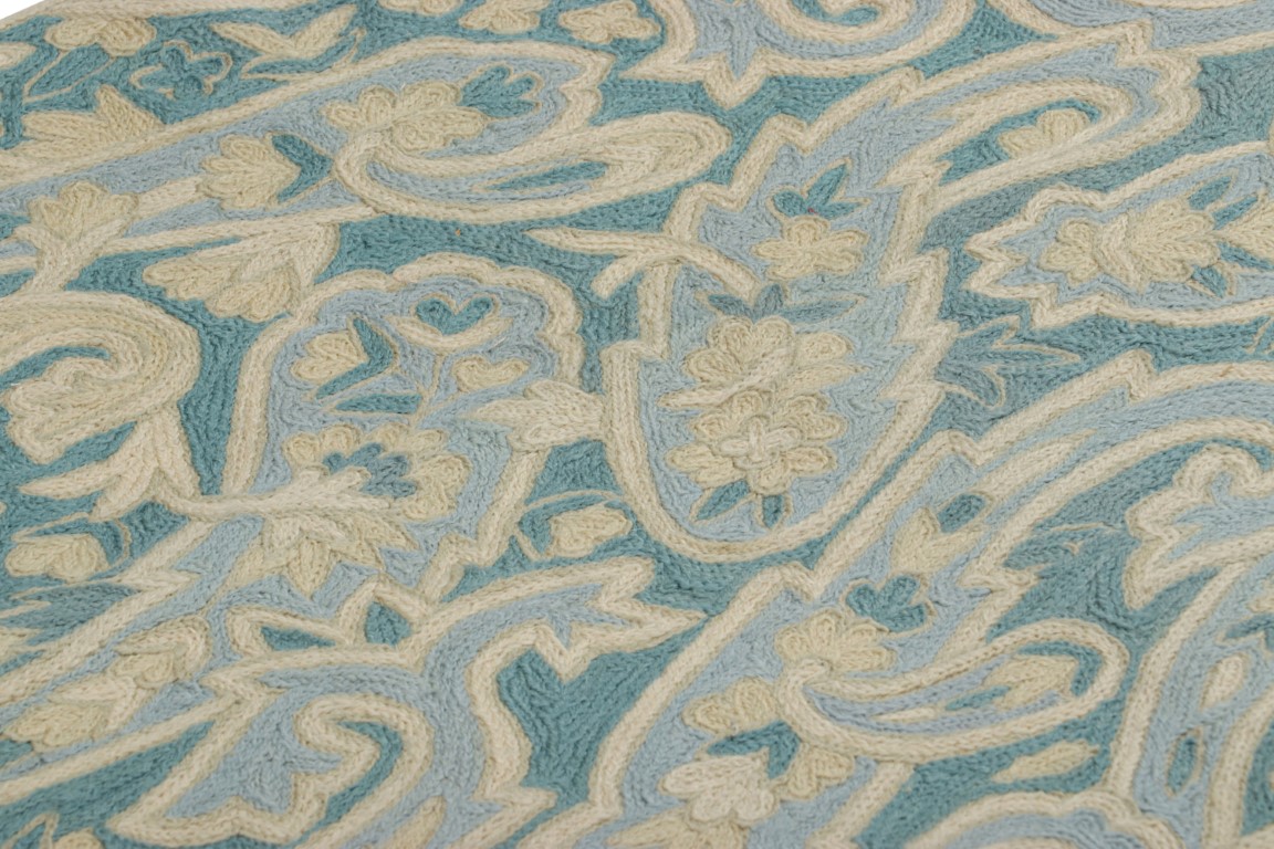 Modern Chain Stitch Floral Rug
