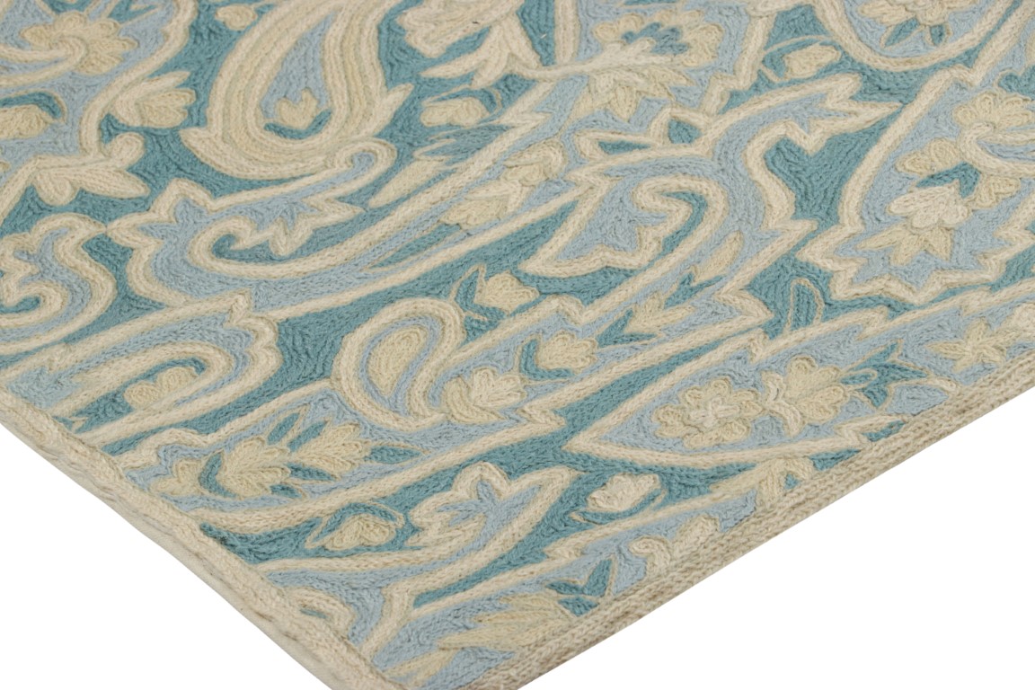 Modern Chain Stitch Floral Rug