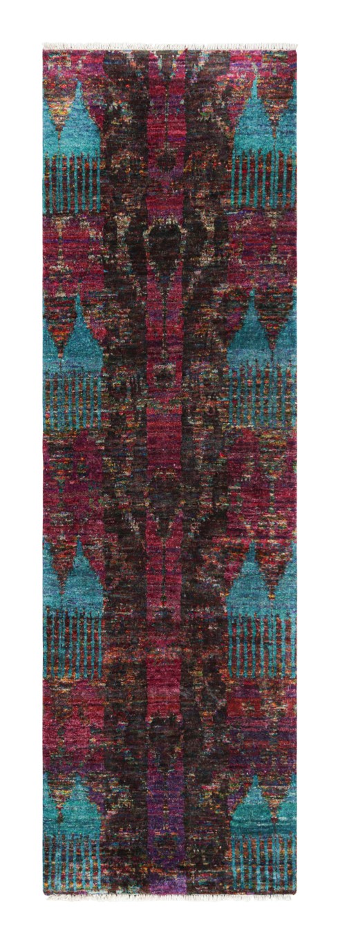 Modern Ikat Geometric Runner Rug