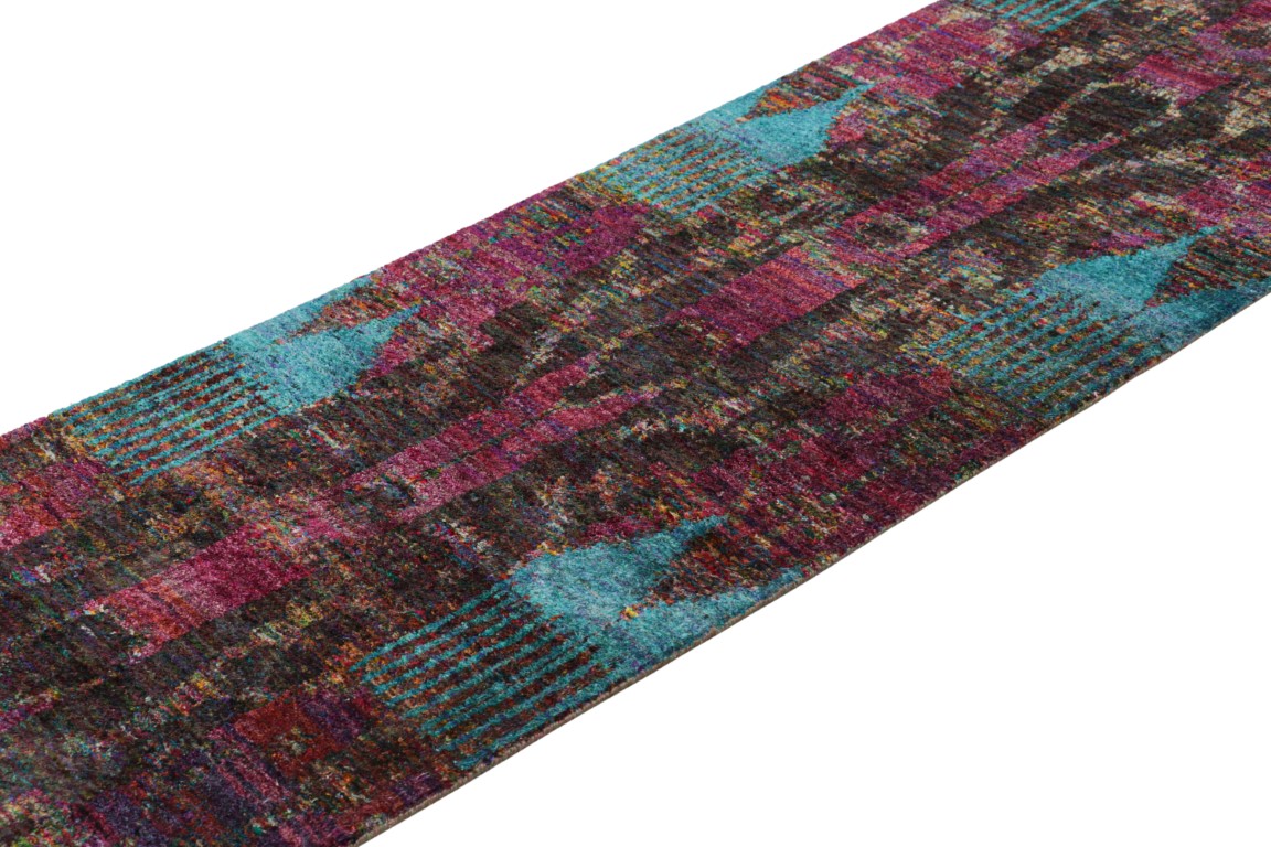 Modern Ikat Geometric Runner Rug
