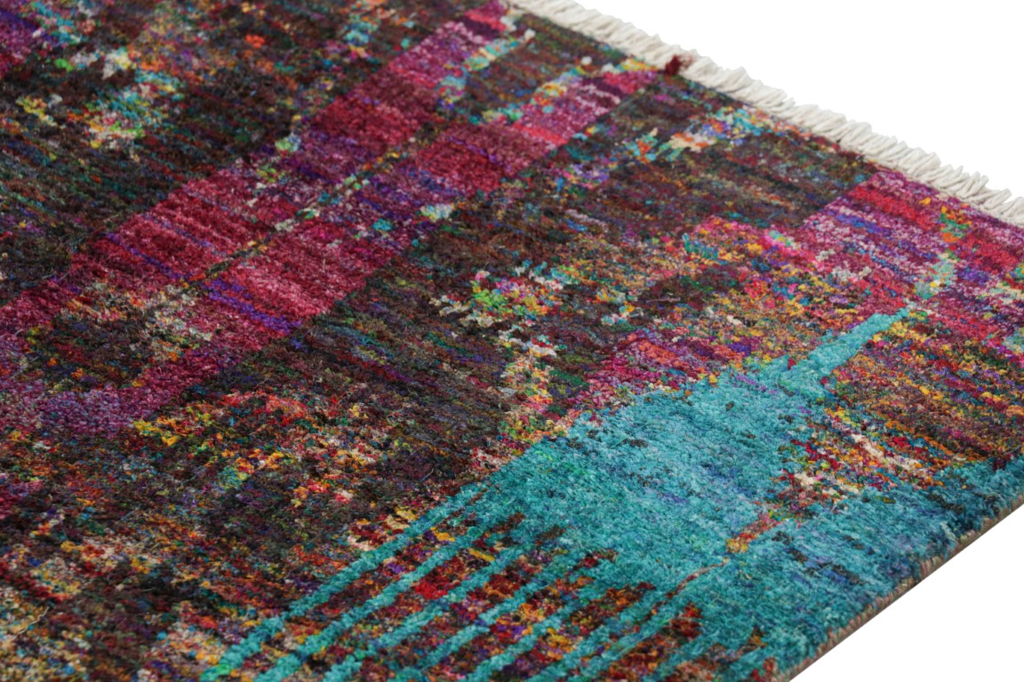 Modern Ikat Geometric Runner Rug
