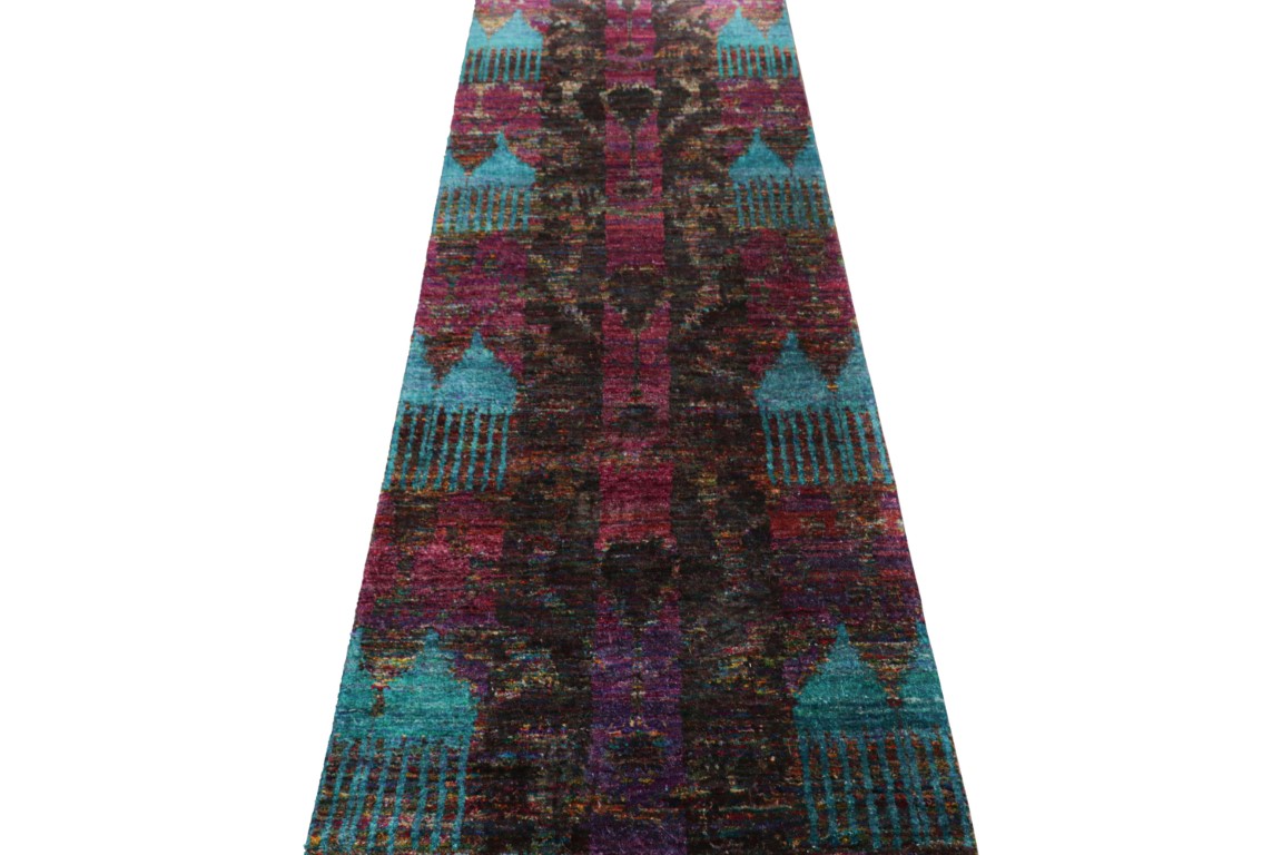Modern Ikat Geometric Runner Rug