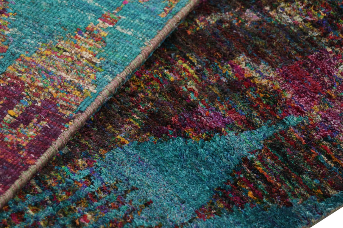 Modern Ikat Geometric Runner Rug